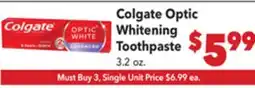 Vallarta Supermarkets Colgate Optic Whitening Toothpaste offer
