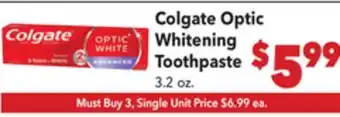 Vallarta Supermarkets Colgate Optic Whitening Toothpaste offer