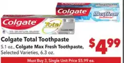 Vallarta Supermarkets Colgate Total Toothpaste offer