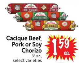 Foodmaxx Cacique Beef, Pork or Soy Chorizo offer