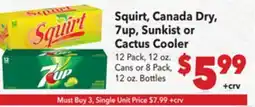 Vallarta Supermarkets Squirt, Canada Dry, 7up, Sunkist or Cactus Cooler offer