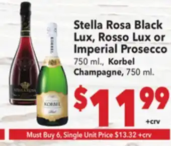 Vallarta Supermarkets Stella Rosa Black Lux, Rosso Lux or Imperial Prosecco offer