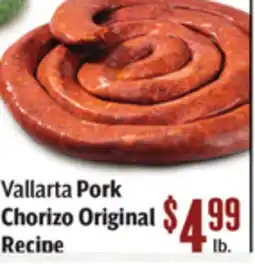 Vallarta Supermarkets Vallarta Pork Chorizo Original Recipe offer