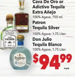 Vallarta Supermarkets Cava De Oro or Adictivo Tequila Extra Añejo offer