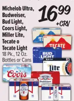 El Super Michelob Ultra, Budweiser, Bud Light, Coors Light, Miller Lite, Tecate o Tecate Light offer