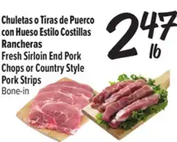 El Super Fresh Sirloin End Pork Chops or Country Style Pork Strips offer