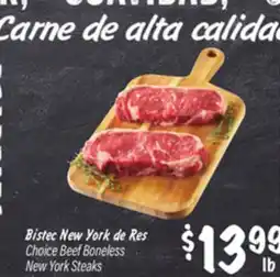 El Super Bistec New York de Res Choice Boneless New York Steaks offer