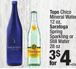 Super King Markets Topo Chico Mineral Water 12 oz, Saratoga Spring Sparkling or Still Water 28 oz offer