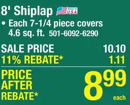 Menards Dakota 7-1/4 x 8' Ponderosa Prefinished Shiplap Wall Plank offer