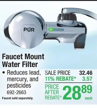 Menards PUR Advanced Chrome Faucet Mount Water Filtration System offer