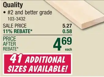Menards 1 x 4 x 8' Quality Pine Board offer