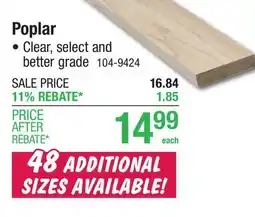 Menards Mastercraft 1 x 4 x 8' Poplar Board offer