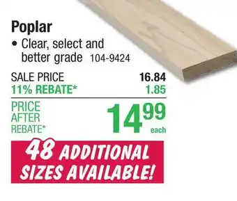 Menards Mastercraft 1 x 4 x 8' Poplar Board offer