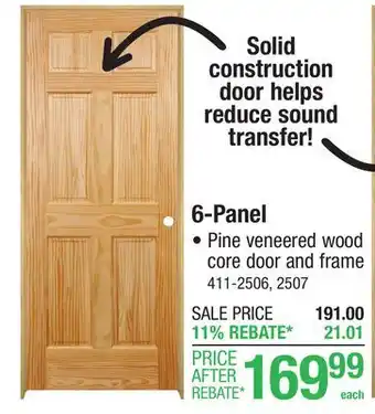 Menards Mastercraft 30W x 80H Pine 6-Panel Prehung Interior Door - Right Inswing offer