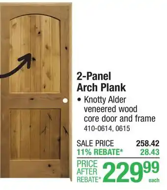 Menards Mastercraft 30W x 80H Knotty Alder 2-Panel Arch Plank Prehung Interior Door - Right Inswing offer