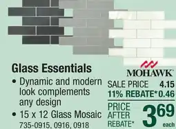 Menards Mohawk Glass Essentials Dark Gray 15 x 12 Glass Mosaic Tile offer