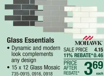 Menards Mohawk Glass Essentials Dark Gray 15 x 12 Glass Mosaic Tile offer