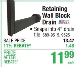 Menards Retaining Wall Block Drain - Black offer
