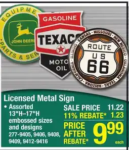 Menards 13 Metal John Deere Equipment Parts & Service Button Sign offer