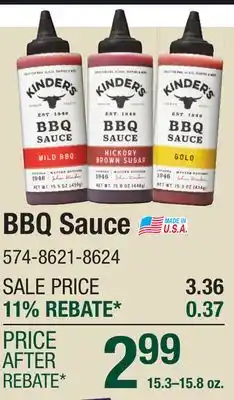 Menards Kinder's Mild BBQ Sauce - 15.5 oz offer
