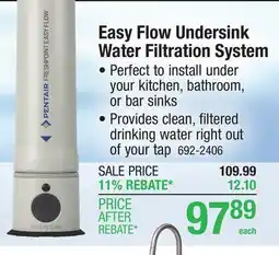 Menards Pentair FreshPoint Easy Flow Under Sink Water Filtration System offer
