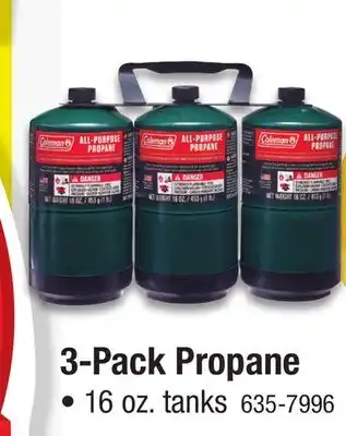 Menards Coleman All-Purpose 16oz Filled Propane Tank 3-Pack offer