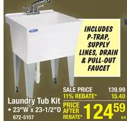 Menards Mustee UtilaTub 23W x 23-1/2D White Thermoplastic Floor-Mount Laundry/Utility Sink with Faucet offer