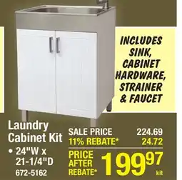Menards Tuscany 24W x 21-1/4D White Cabinet & Stainless Steel Laundry/Utility Sink with Faucet offer