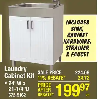 Menards Tuscany 24W x 21-1/4D White Cabinet & Stainless Steel Laundry/Utility Sink with Faucet offer