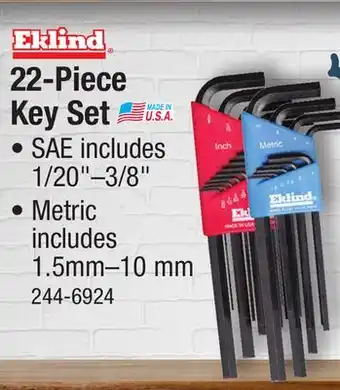 Menards Eklind SAE/Metric L-Wrench Combination Hex Key Set - 22 Piece offer