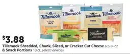 Fareway Tillamook shredded, chunk, sliced, or cracker cut cheese & snack portions offer