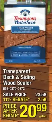 Menards Thompson's WaterSeal Chestnut Brown Transparent Deck & Siding Wood Sealer - 1 gal offer