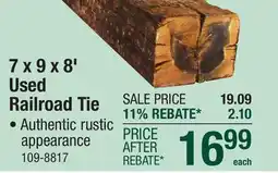 Menards Used Railroad Tie-Creosote Treated 7 x 9 x 8' offer