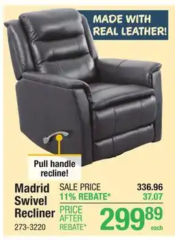 Menards Madrid Swivel Recliner offer