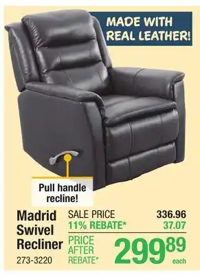 Menards Madrid Swivel Recliner offer