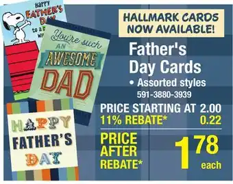 Menards Father's Day Cards offer