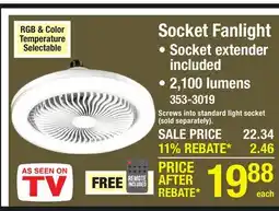 Menards Bell+Howell 2 in 1 E26 Color Select RGB LED Socket Air Fan Light - White offer