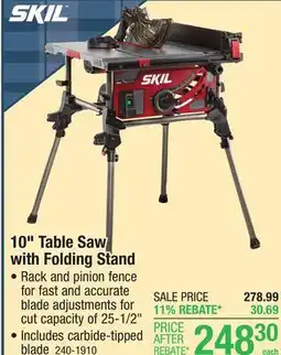 Menards SKIL 10 Jobsite Table Saw with Folding Stand offer