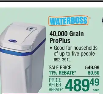 Menards WaterBoss ProPlus 40,000 Grain Water Softener offer