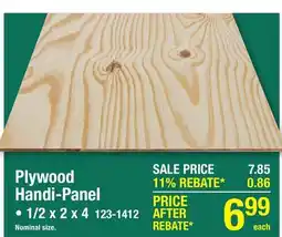 Menards 1/2 x 2' x 4' Plywood Sheathing Handi-Panel offer