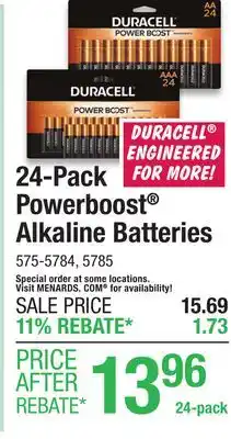 Menards Duracell Coppertop AA Alkaline Batteries - 24 pack offer