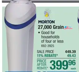 Menards Morton 27,000 Grain Water Softener offer