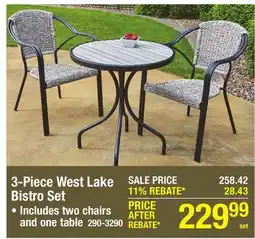 Menards Backyard Creations West Lake Gray 3-Piece Patio Set offer