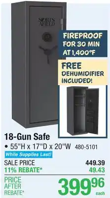 Menards Sports Afield 18-Gun Fireproof Gun Safe with Electronic Lock offer
