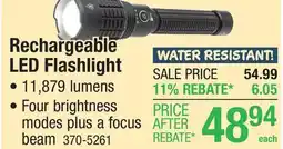 Menards Guidesman 11879 Lumen Rechargeable LED Handheld Flashlight offer