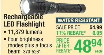 Menards Guidesman 11879 Lumen Rechargeable LED Handheld Flashlight offer