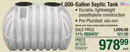 Menards AK Industries 1000 Gallon Single Compartment Septic Tank offer