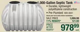 Menards AK Industries 1000 Gallon Single Compartment Septic Tank offer