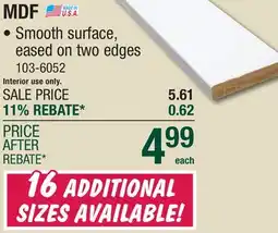 Menards 1 x 4 x 8' Primed MDF Board offer