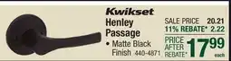 Menards Kwikset Henley Hall/Closet Passage Lever in Matte Black offer